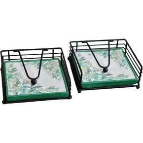 2-Pack Flat Square Napkin Holder with Lever Arm for Kitchen Restaurant Party