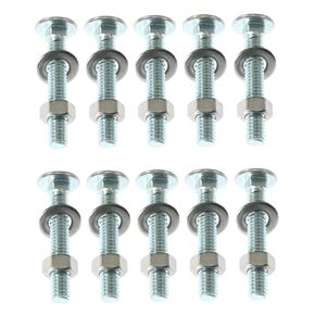 10PCS Galvanized Carriage Bolt 5/16-18x2'' Carriage Bolts Set Round Head Square Neck Screws with 10 Nuts and 10 Washers