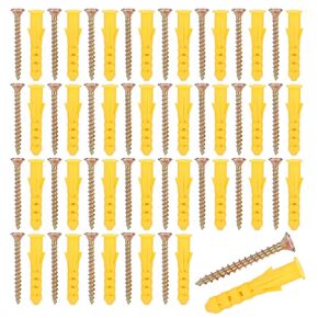 Drywall Anchor kit, 60 Pieces Plastic Expander Anchor Screw Hole Fillers and Screws Galvanized Plated for Drywall Hollow Wall Concrete Ceiling Tile Wood (M6x40mm 30set)