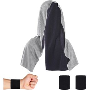 Cooling Hooded Towel, Cooling Towel for Head, Cooling Hoodie Head and Wrist Sweatbands for Men