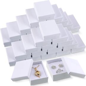 100 Pcs Cardboard Small Gift Boxes with Lids White Jewelry Box Necklace Earring Ring Box for Packaging, 2.56x3.15x1.18 Inch