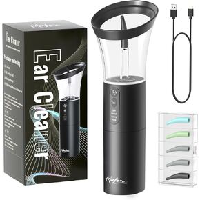Ear Wax Removal, Electric Ear Cleaning Kit Effective & Safe Ear Cleaner Irrigation Flushing System 4 Pressure Modes for Ear Wax Buildup, Water Resistant Ear Cleaning Tool USB Rechargeable