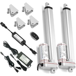 2Packs 8 Inch Linear Actuator Kit 12V 1500N/330lbs Maximum Lift with Remote Controller&Mounting Brackets& Dual Adapter Cable for Lifting&Pushing