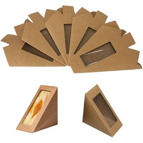 Hewnda 50 Pcs Sandwich Paper Boxes,Sandwich wedge eco-friendly takeaway box with window display for Bakery, Restaurant Takeaway service(Large)
