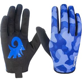 Mountain Biking Glove Blue Camo, Cycling, Motocross, MTB, BMX, Full Finger, Breathable, Lightweight, Touchscreen