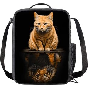 Denim Cat Insulated Lunch Box Girls Cute 3D Animal Lunch Bag for Boys,Girls Cooler Bag