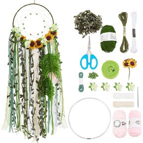 Dream Catcher Making Kit Handmade DIY Dream Catcher Kit for Home Decor Make Your Own Dreamcatcher Kit with Flowers and Colorful Tassel Ribbon Hanging Ornament Decoration Blessing Gift