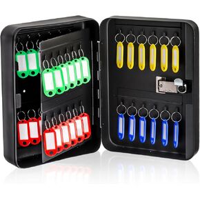 Key Box Wall Mount, 48 Position Key Cabinet with Combination Lock, Resettable Key Security Holder Organizer with 48 Key Hooks and Tags, Key Storage Box for Home Office Property Manager