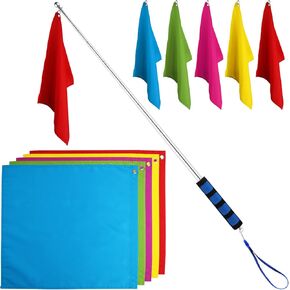SAVITA 5PCS Horse Training Flag, Tour Guide Flag with 63 inch Telescopic Flagpole Horse Training Equipment Telescopic Flag Poles Horse Flag (Five Colors)