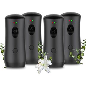 (4-Pack) Auto Air Freshener Spray Dispenser Free Stand or Wall Mounted Automatic Aerosol Aroma Machines are Widely Used in Hotels, Bedrooms, Airports, Bathrooms, Offices, Commercial Places (Black 001)