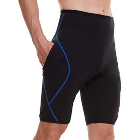 NonEcho Mens Neoprene Sauna Sweat Workout Compression Shorts Body Shaper Slimming Yoga Pants with Zipper Pocket