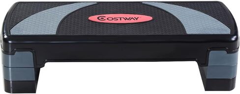 COSTWAY Fitness 31'' قابل للتعديل الهوائية السائر، منصة اللياقة البدنية مع سطح غير قابل للانزلاق، ممارسة السائر مع 4 "-6" -8 "الناهضون، معدات تجريب المواد PP للصالة الرياضية، المنزل والمكتب in Kuwait