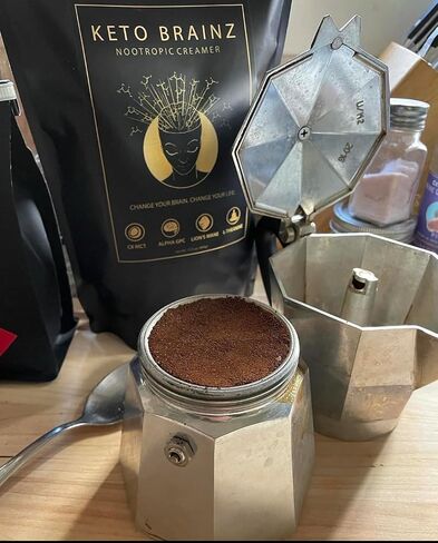 Keto Brainz C8MCT Based Nootropic - with 500mg Lion's Mane Mushroom, AlphaGPC & L-Theanine This is The Ultimate Easy to use nootropic Stack & Makes Delicious Mushroom Coffee! 16oz. 30 Servings in Saudi Arabia