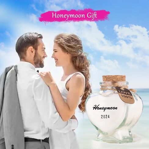 Honeymoon Sand Keepsake Jar 2024, Bridal Shower Gift, Engagement Gift, Wedding Gift, Honeymoon Gift, Travel Gift for Newlywed Couple, Gift Box Includes (Honeymoon 2024) in Saudi Arabia