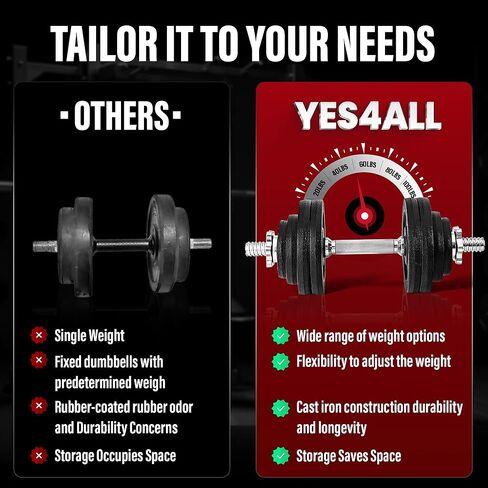 Yes4All Adjustable Dumbbell Set with Weight Plates, Star Lock Collars/Connector, 40lbs to 200lbs Adjustable Weight Plates Set in Saudi Arabia