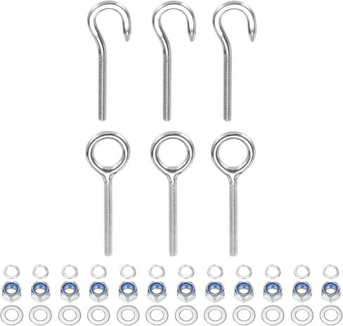 PATIKIL M4 Ring Eye Bolts, 3Pcs 304 Stainless Steel Lifting Ring Threaded Eye Bolt with Nuts Washers for Hanging Hammocks Articles in Saudi Arabia