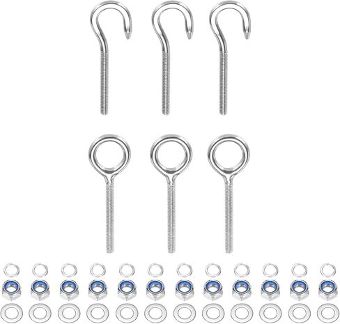 PATIKIL M4 Ring Eye Bolts, 3Pcs 304 Stainless Steel Lifting Ring Threaded Eye Bolt with Nuts Washers for Hanging Hammocks Articles in Saudi Arabia