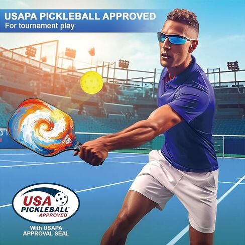 JUNMEI Pickleball Paddles، مجموعة من 2 مجاذيف من الألياف الزجاجية خفيفة الوزن معتمدة من الولايات المتحدة الأمريكية، مجموعة مضارب Pickleball مع حقيبة مجداف Pickleball و4 كرات، أفضل هدايا Pickleball للرجال والنساء in Kuwait