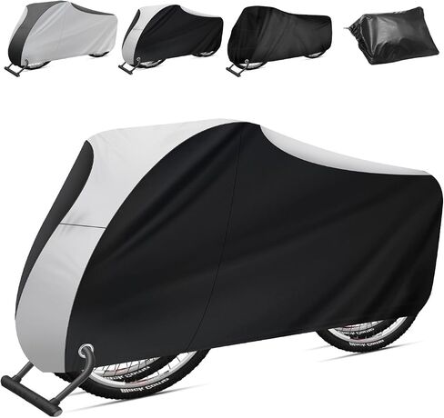 Bike Cover Outdoor Waterproof Bicycle Cover with Anti-Theft Lock Hole Carry Bag Rain Sun UV Dust Wind Snow Proof Mountain Bike Cover for Mountain Road Electric City Bike (XXL Black & Silver) in Saudi Arabia