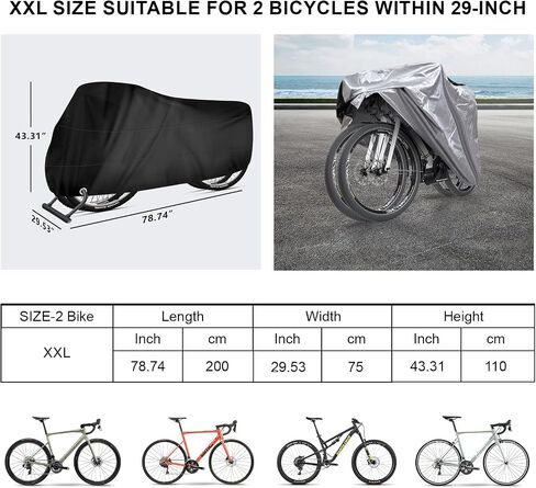 Bike Cover Outdoor Waterproof Bicycle Cover with Anti-Theft Lock Hole Carry Bag Rain Sun UV Dust Wind Snow Proof Mountain Bike Cover for Mountain Road Electric City Bike (XXL Black & Silver) in Saudi Arabia