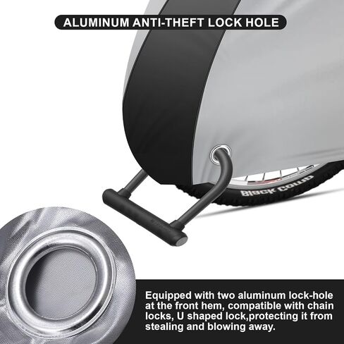 Bike Cover Outdoor Waterproof Bicycle Cover with Anti-Theft Lock Hole Carry Bag Rain Sun UV Dust Wind Snow Proof Mountain Bike Cover for Mountain Road Electric City Bike (XXL Black & Silver) in Saudi Arabia