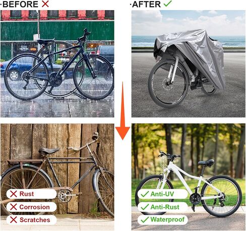 Bike Cover Outdoor Waterproof Bicycle Cover with Anti-Theft Lock Hole Carry Bag Rain Sun UV Dust Wind Snow Proof Mountain Bike Cover for Mountain Road Electric City Bike (XXL Black & Silver) in Saudi Arabia