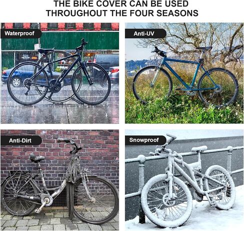 Bike Cover Outdoor Waterproof Bicycle Cover with Anti-Theft Lock Hole Carry Bag Rain Sun UV Dust Wind Snow Proof Mountain Bike Cover for Mountain Road Electric City Bike (XXL Black & Silver) in Saudi Arabia