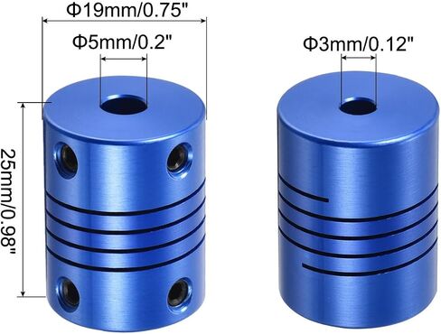 uxcell 1Pcs 3mm to 6mm Aluminum Alloy Shaft Coupling L25xD19 Flexible Coupler with Screws for Encoders and Motors,Blue in Saudi Arabia