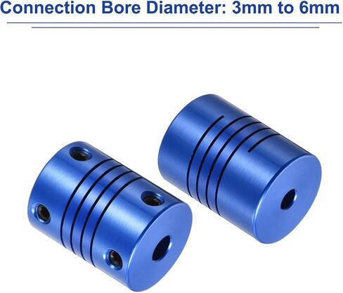 uxcell 1Pcs 3mm to 6mm Aluminum Alloy Shaft Coupling L25xD19 Flexible Coupler with Screws for Encoders and Motors,Blue in Saudi Arabia