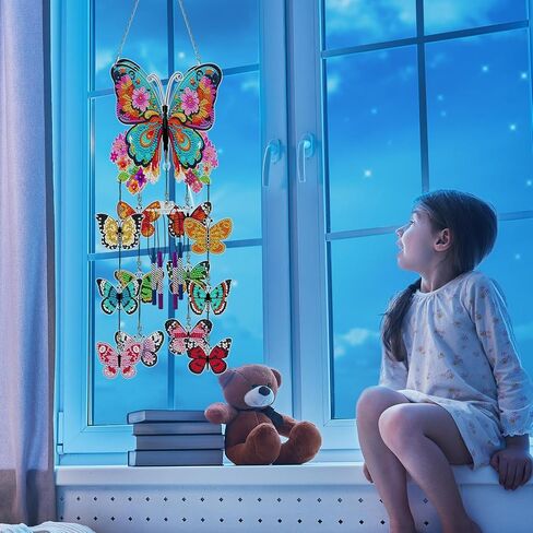 DIY Wind Chime Kit Diamond Art,Make Your Own Wind Chime Hollow Aluminum Tubes,Diamond Art Wind Chimes Sun Catchers fit for Patio, Backyard, Garden, and Outdoor Decor Housewarming Gift (Bird) in Saudi Arabia
