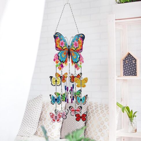 DIY Wind Chime Kit Diamond Art,Make Your Own Wind Chime Hollow Aluminum Tubes,Diamond Art Wind Chimes Sun Catchers fit for Patio, Backyard, Garden, and Outdoor Decor Housewarming Gift (Bird) in Saudi Arabia