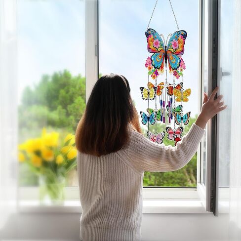 DIY Wind Chime Kit Diamond Art,Make Your Own Wind Chime Hollow Aluminum Tubes,Diamond Art Wind Chimes Sun Catchers fit for Patio, Backyard, Garden, and Outdoor Decor Housewarming Gift (Bird) in Saudi Arabia