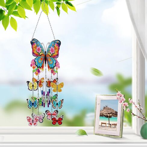 DIY Wind Chime Kit Diamond Art,Make Your Own Wind Chime Hollow Aluminum Tubes,Diamond Art Wind Chimes Sun Catchers fit for Patio, Backyard, Garden, and Outdoor Decor Housewarming Gift (Bird) in Saudi Arabia