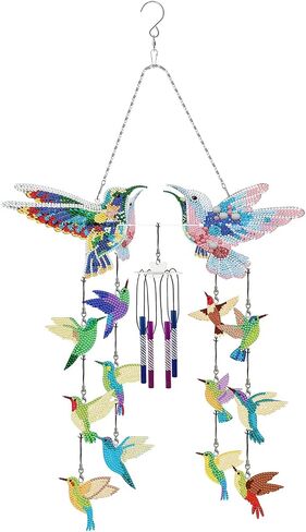 DIY Wind Chime Kit Diamond Art,Make Your Own Wind Chime Hollow Aluminum Tubes,Diamond Art Wind Chimes Sun Catchers fit for Patio, Backyard, Garden, and Outdoor Decor Housewarming Gift (Bird) in Saudi Arabia