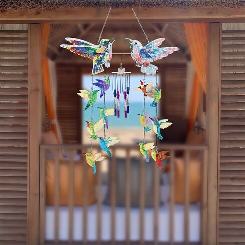 DIY Wind Chime Kit Diamond Art,Make Your Own Wind Chime Hollow Aluminum Tubes,Diamond Art Wind Chimes Sun Catchers fit for Patio, Backyard, Garden, and Outdoor Decor Housewarming Gift (Bird) in Saudi Arabia