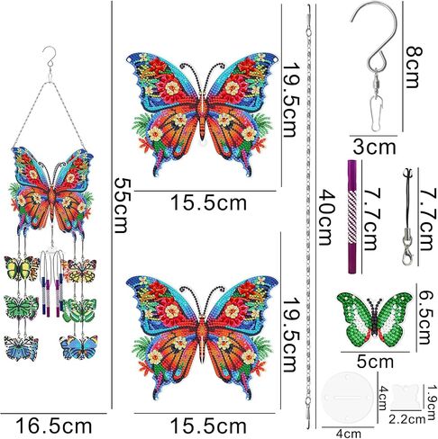 DIY Wind Chime Kit Diamond Art,Make Your Own Wind Chime Hollow Aluminum Tubes,Diamond Art Wind Chimes Sun Catchers fit for Patio, Backyard, Garden, and Outdoor Decor Housewarming Gift (Bird) in Saudi Arabia