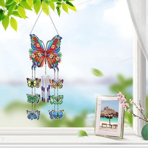 DIY Wind Chime Kit Diamond Art,Make Your Own Wind Chime Hollow Aluminum Tubes,Diamond Art Wind Chimes Sun Catchers fit for Patio, Backyard, Garden, and Outdoor Decor Housewarming Gift (Bird) in Saudi Arabia