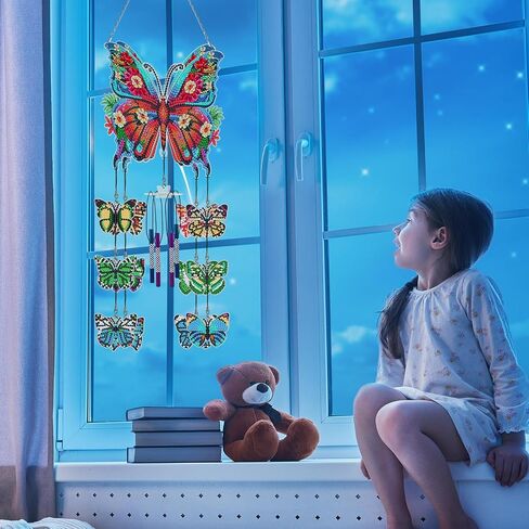 DIY Wind Chime Kit Diamond Art,Make Your Own Wind Chime Hollow Aluminum Tubes,Diamond Art Wind Chimes Sun Catchers fit for Patio, Backyard, Garden, and Outdoor Decor Housewarming Gift (Bird) in Saudi Arabia