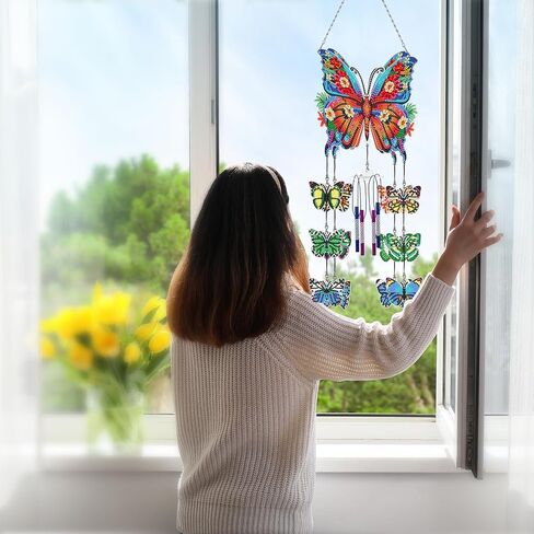 DIY Wind Chime Kit Diamond Art,Make Your Own Wind Chime Hollow Aluminum Tubes,Diamond Art Wind Chimes Sun Catchers fit for Patio, Backyard, Garden, and Outdoor Decor Housewarming Gift (Bird) in Saudi Arabia