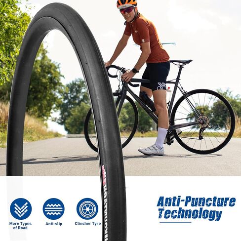 Road Bike Tire 1/2 Pack 700 * 25C/28C Bike Replacement Tire Folding Replacement Tire for Bicycle, Wear-Resistant，1/2Pack，Folding Bead，700 * 25C/28C，Black in Saudi Arabia