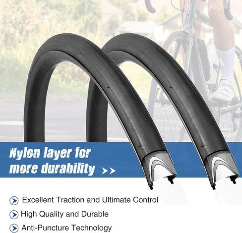 Road Bike Tire 1/2 Pack 700 * 25C/28C Bike Replacement Tire Folding Replacement Tire for Bicycle, Wear-Resistant，1/2Pack，Folding Bead，700 * 25C/28C，Black in Saudi Arabia