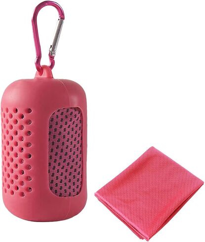 35"x12" Portable Cooling Towel with Silicone Sleeve, Ice Towel, Soft Breathable Chilly Towel, Microfiber Towel for Yoga, Sport, Running, Gym, Workout,Camping, Fitness & More Activities (Pink) in Saudi Arabia