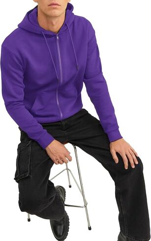 Men's Zip Up Hoodie Athletic Hoodies Long Sleeve Fleece Hooded Sweatshirts Lightweigt With Pockets (S-3XL) in Saudi Arabia