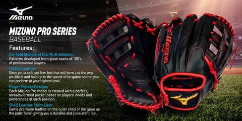 قفاز بيسبول Mizuno GMP2BK-100DT4 Mizuno Pro Pitcher مقاس 12 بوصة - جيب عميق، غطاء لليد اليسرى، أسود in Saudi Arabia