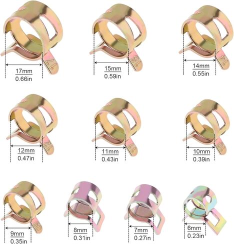 100 قطعة مشبك خط الوقود، PNXKTXO 10 مقاس 6-17 مم مجموعة مشابك خرطوم الربيع مع شريط مسطح دوار in Kuwait