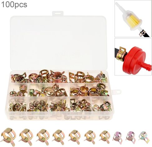 100 قطعة مشبك خط الوقود، PNXKTXO 10 مقاس 6-17 مم مجموعة مشابك خرطوم الربيع مع شريط مسطح دوار in Kuwait