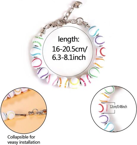 9-Pack Baseball Bracelets with 13 PCS Wooden Beads,Baseball Bracelet Strung with Stainless Steel Chain & Adjustable 18+4cm Length, Mini Heart Charm, Perfect for Baseball Team Gifts in Kuwait