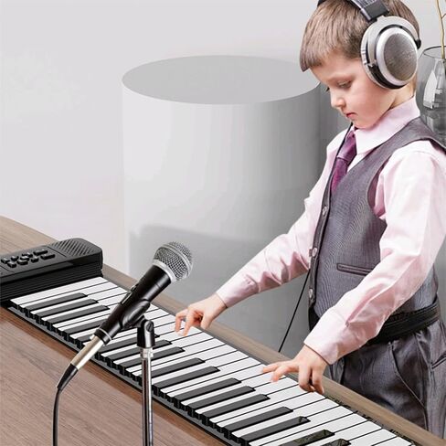 88 Key Roll up Piano Keyboard, pure piano sound source by France Dream, Portable Flexible, built-in both rechargeable battery and speaker/USB/HiFi stereo earphone as a gift (88 key Black) in Kuwait