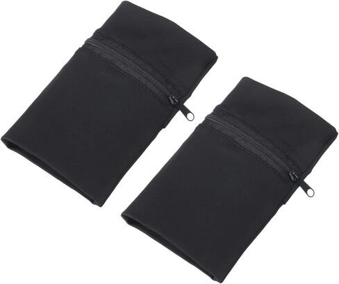 PATIKIL 6"x 4" Wrist Pouch, 2 Pcs Wrist Wallet Sports Wristband Wallet with Zipper Pocket for Running Jogging Hiking Cycling Yoga, Black in Saudi Arabia
