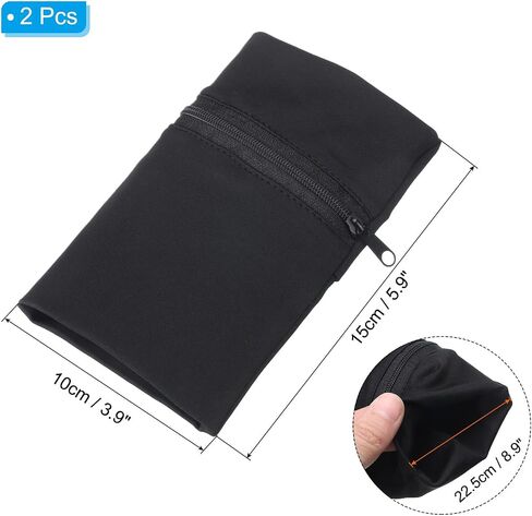 PATIKIL 6"x 4" Wrist Pouch, 2 Pcs Wrist Wallet Sports Wristband Wallet with Zipper Pocket for Running Jogging Hiking Cycling Yoga, Black in Saudi Arabia